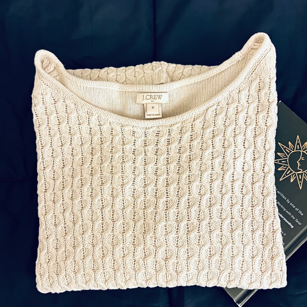 Cream J.Crew Rollneck Honeycomb Sweater (Women Medium)
